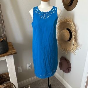 JCrew Factory Blue Lazar Cutout Dress. Size 4